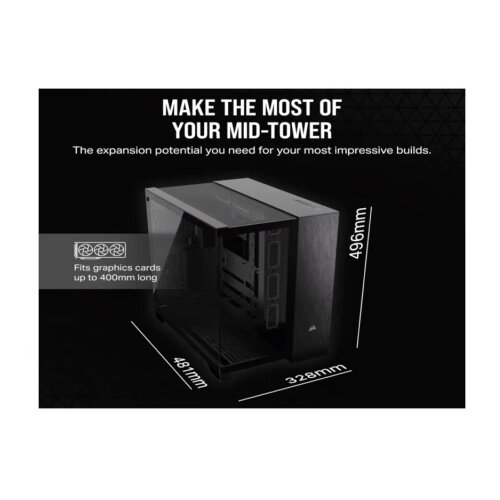 Corsair kući&amp;scaron;te 6500X mid-tower/dve komore/kaljeno staklo/bez napajanja/crna/obsidijan aluminijum Slike