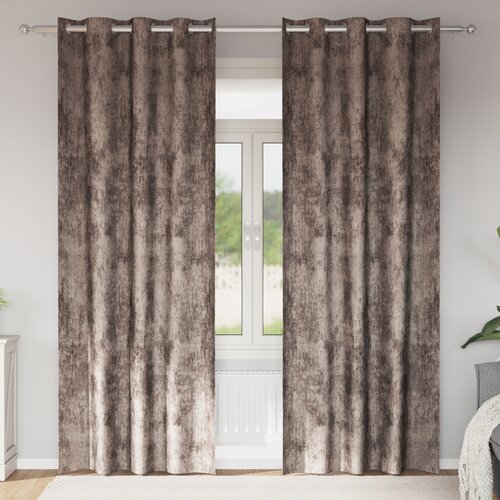 VidaXL žametne zavese 2 kosi z očki Cappuccino 245x140 cm Slike