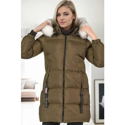 Dewberry Z6705 WOMEN'S COAT-KHAKI-1