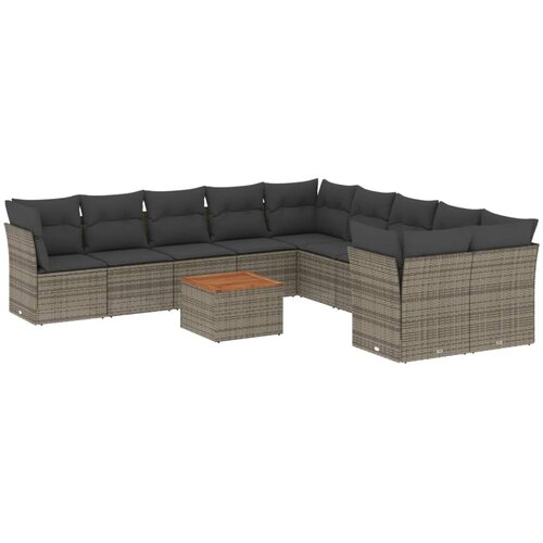  11-dijelni set vrtnih sofa od poliratana s jastucima sivi Slike