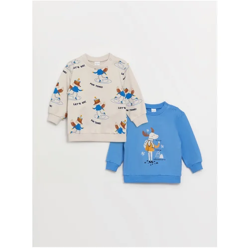 LC Waikiki Crew Neck Printed Long Sleeve Baby Boy Sweatshirt 2-Pack