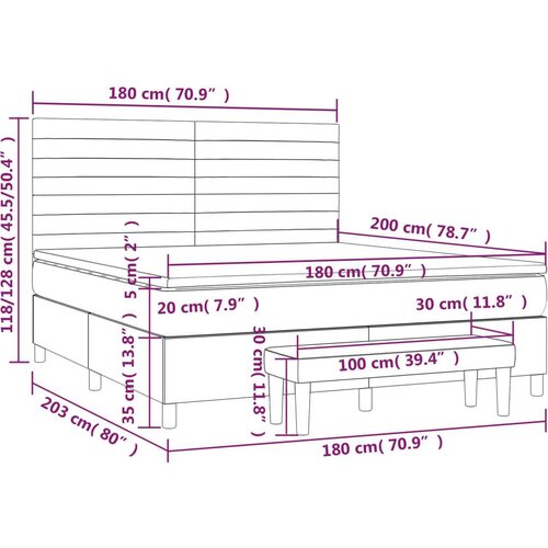 VidaXL Krevet s oprugama i madracem tamnosivi 180x200 cm bar&amp;scaron;unasti Slike