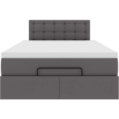 VidaXL otomanski okvir kreveta s madraca sivi 120x190cm umjetne kože Slike