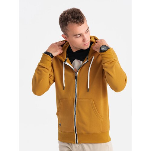 Ombre BASIC men's zip-up hoodie - mustard Cene
