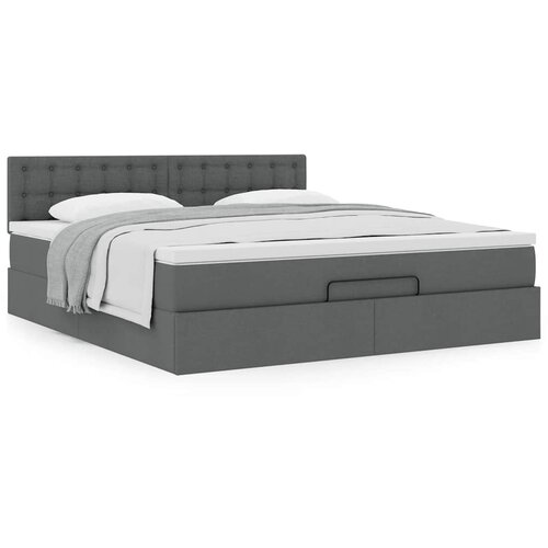VidaXL Otomanski krevet s madracem tamnosivi 160x200cm od tkanine Slike