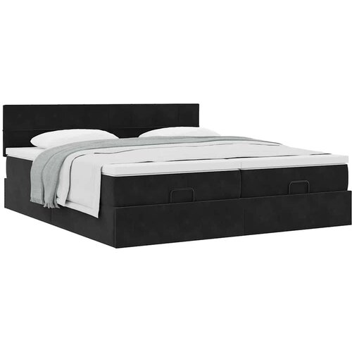 VidaXL Okvir kreveta s madracima crni 160x200cm bar&amp;scaron;unasti Slike