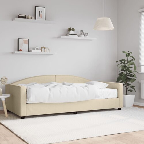  Dnevni krevet s madracem krem 100 x 200 cm od tkanine Cijene