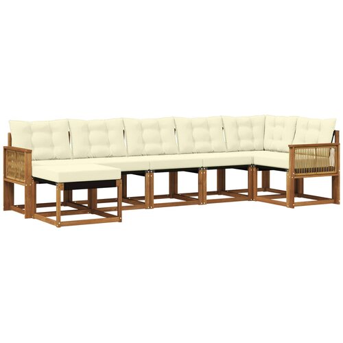 vidaXL Zunanja garnitura za sedenje z blazino 7 pcs Naravna in smetana, (5000282217) Cene