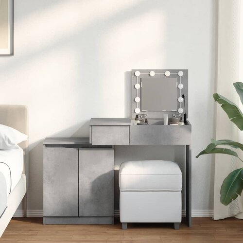  The Living Store Toaletna mizica z LED lučkami betonsko siva 115x37x110,5 cm - Toaletna Mizica, (21497294) Cene
