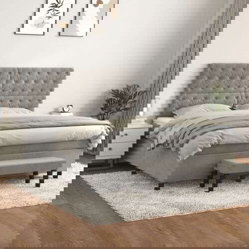 Krevet s oprugama i madracem svjetlosivi 160x200 cm bar&amp;scaron;unasti Slike