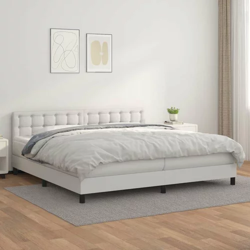  Box spring postelja z vzmetnico bela 200x200 cm umetno usnje, (20788845)