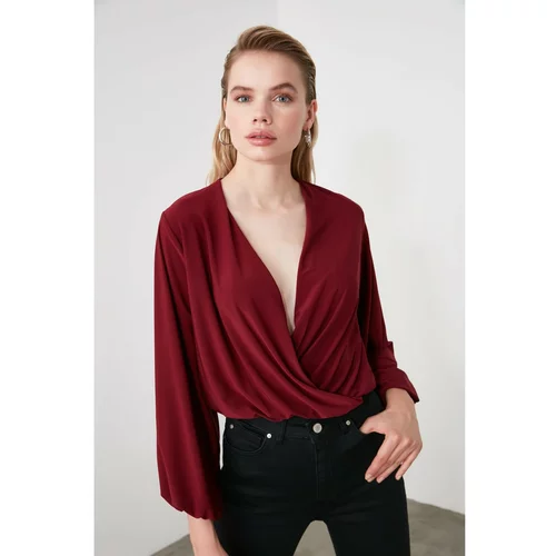Trendyol Burgundy Double Breasted Knitted Blouse