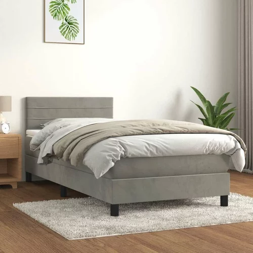 Box spring postelja z vzmetnico svetlo siva 80x200 cm žamet, (20723706)