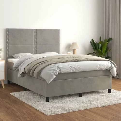  Box spring postelja z vzmetnico svetlo siva 140x200 cm žamet, (20901722)