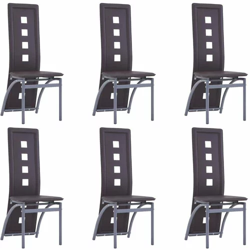  Blagovaonske stolice od umjetne kože 6 kom smeđe