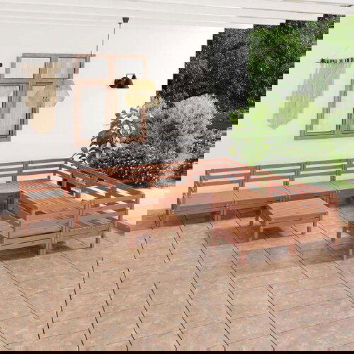  Vrtna sedežna garnitura 10-delna medeno rjava trdna borovina, (20676981) Cene