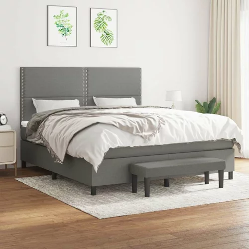  Box spring postelja z vzmetnico temno siva 180x200 cm blago, (20930359)