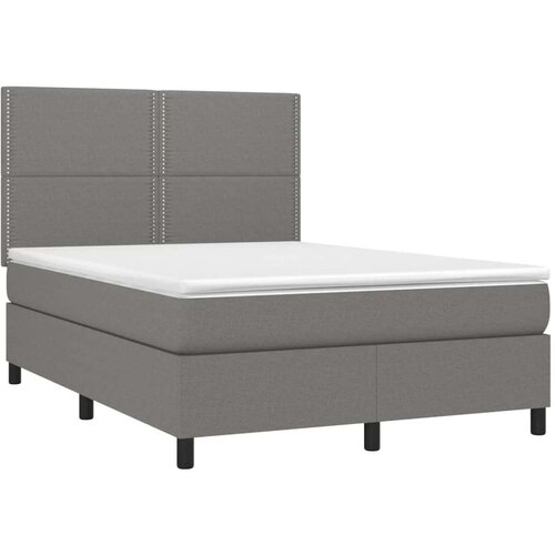  Box spring s madracem LED tamnosivi 140x200 cm tkanina Slike