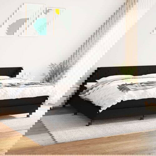  Box spring postelja z vzmetnico črna 180x200 cm blago, (20792016) Slike