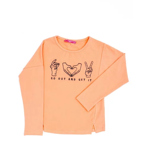 Fashionhunters Peach blouse for a girl with embroidered motifs