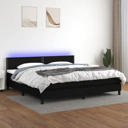 vidaXL Box spring postelja z vzmetnico LED črna 200x200 cm blago