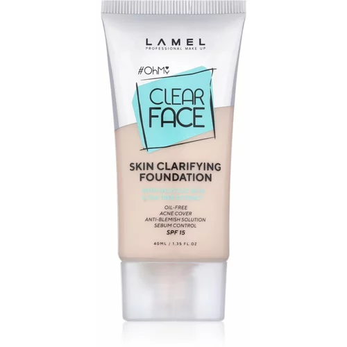 LAMEL OhMy Clear Face tekoči puder za problematično in mastno kožo odtenek 402 Deep beige 40 ml