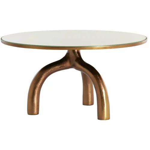 Light & Living Stakleni okrugao stolić za kavu u brončanoj boji/bež ø 76 cm Mello –