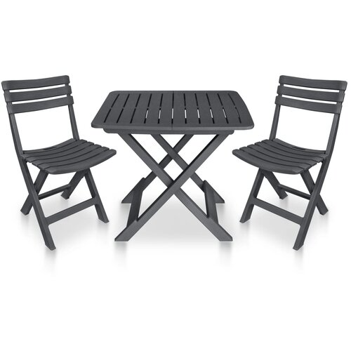  3-dijelni sklopivi bistro set plastični antracit Cene