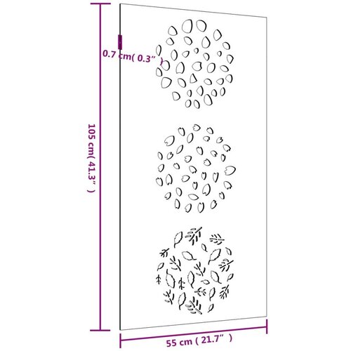 VidaXL Vrtni zidni ukras 105 x 55 cm od čelika COR-TEN s uzorkom li&amp;scaron;ća Slike