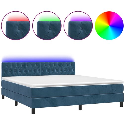 Maison Chic Box spring postelja - Vzmetna postelja z vzmetnico LED temno modra 160x200cm žamet SL3097, (21900307) Cene