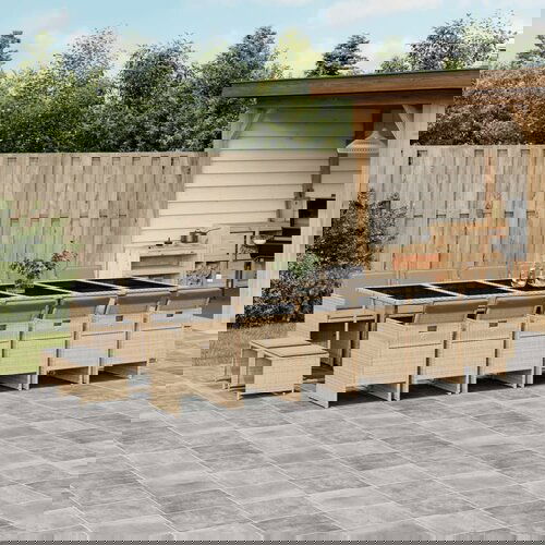 vidaXL 17-dijelni vrtni blagovaonski set od poliratana s jastucima bež Cijene