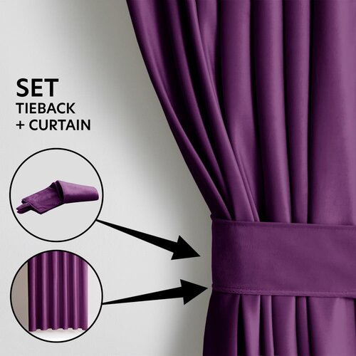 Restilo Vijolična žametna zavesa za delno zatemnitev 140x270 cm Pleat &amp;ndash; Slike