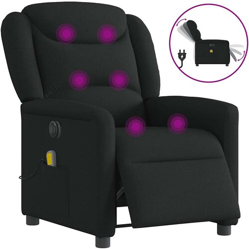 VidaXL Električni masažni naslonjač od tkanine crni Slike