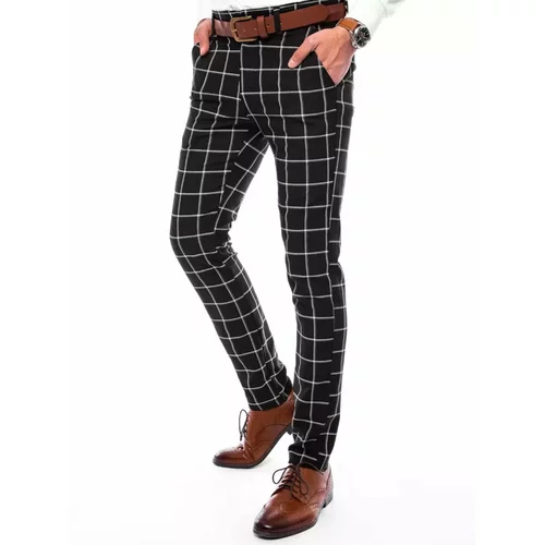 DStreet Black UX3692 checkered men's chino trousers