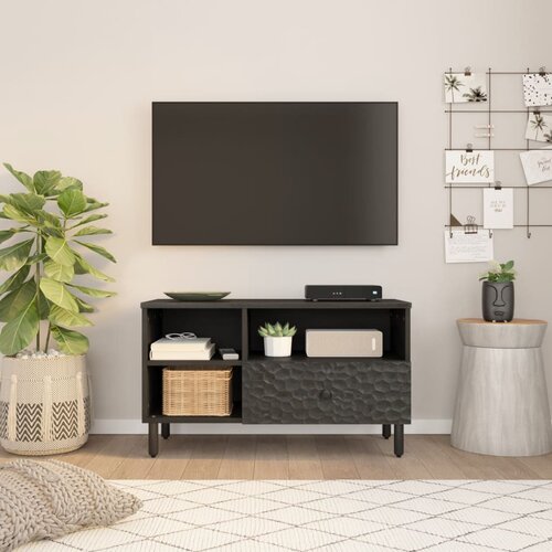 Maison Chic TV omarica - TV enota - Televizijska omarica črna 80x33x46 cm trden mangov les, (21702278) Cene