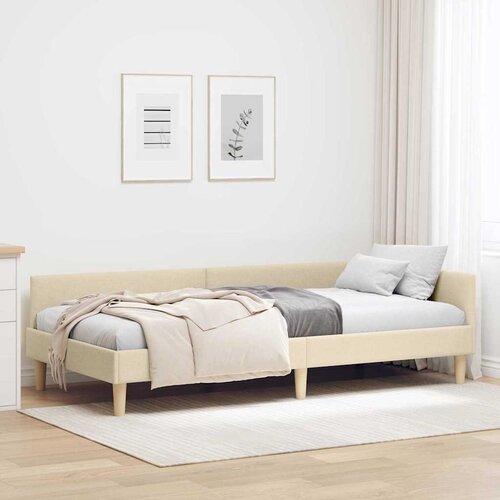  Kutni okvir kreveta Krema 100 x 200 cm tkanina Cijene