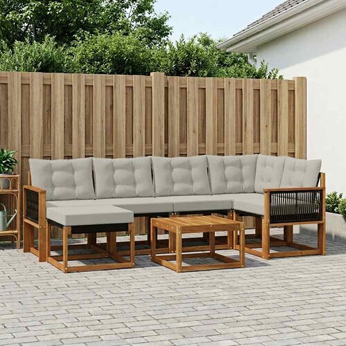  Set vanjskih sofa 7 kom. Prirodna i svjetlosiva Cene