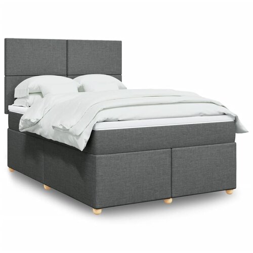 vidaXL Box spring postelja z vzmetnico temno siva 160x200 cm blago Cene