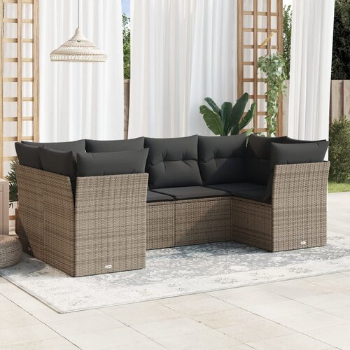 vidaXL 6-dijelni set vrtnih sofa od poliratana s jastucima sivi Cijene
