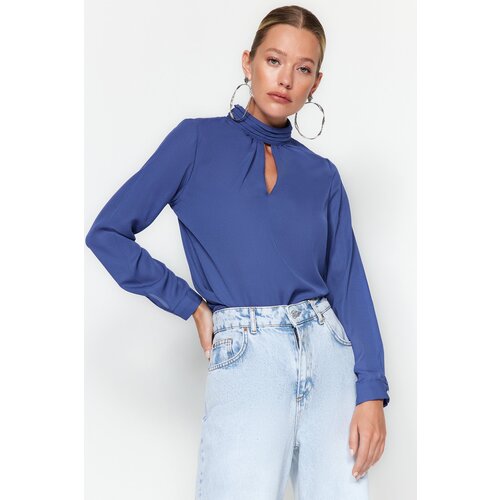 Trendyol Navy Blue Collar Detailed Woven Blouse Slike