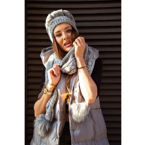 Fasardi Winter set - a dark gray hat with a scarf