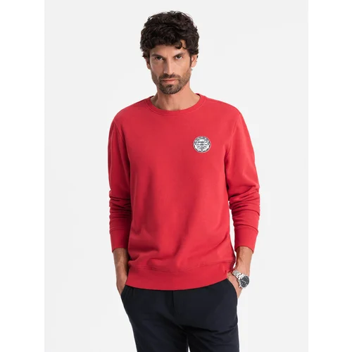 Ombre Men's non-stretch sweatshirt with college style patch - red