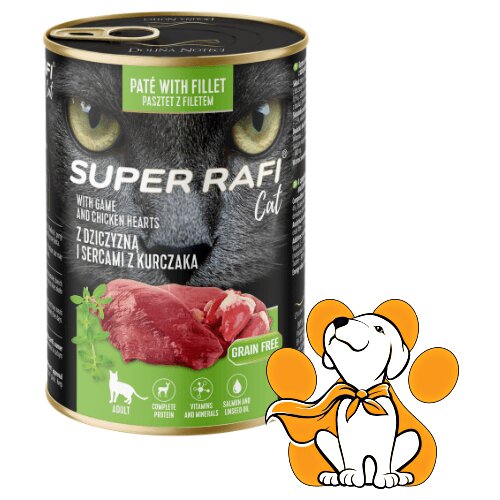 Rafi Super Cat Game&amp;amp;Chicken Hearts 400g, Vlažna Hrana Sa Divljači Za Bogat Ukus Slike