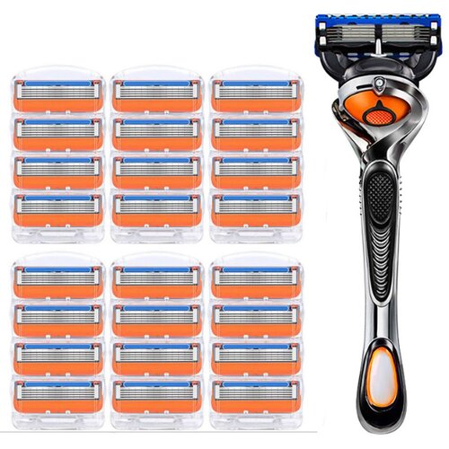 SARAHE Premium 5Blade britvice za mo&amp;scaron;ke &amp;ndash; 24 nadomestnih kartu&amp;scaron; + 1 ročaj, (22012633) Slike