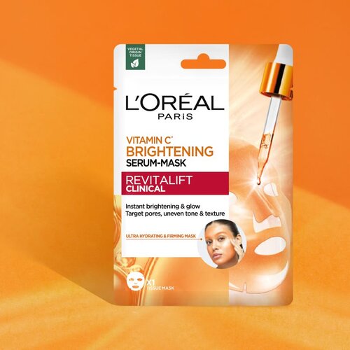 L&amp;acute;Or&amp;eacute;al Paris Revitalift Clinical posvetlitvena maska za obraz z vitaminom C 26 g Slike