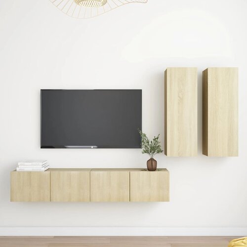  4-dijelni set TV ormarića boja hrasta sonome konstruirano drvo Slike
