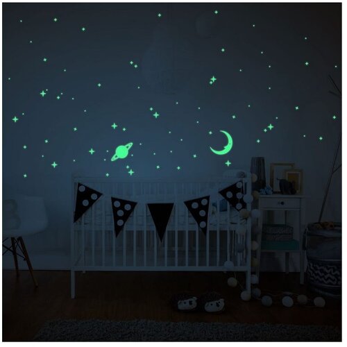 Ambiance Svetleče stenske nalepke Moon and Planets Slike