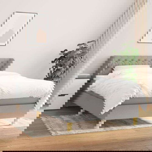  Kreveta s oprugama i madrac svjetlosivi 90x200cm tkanina Slike