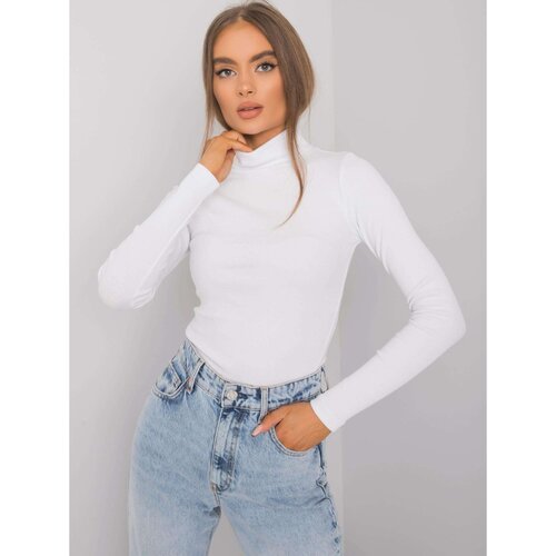 Fashion Hunters RUE PARIS Women's white ribbed turtleneck Slike