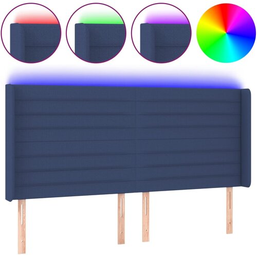  LED uzglavlje plavo 183 x 16 x 118/128 cm od tkanine Slike